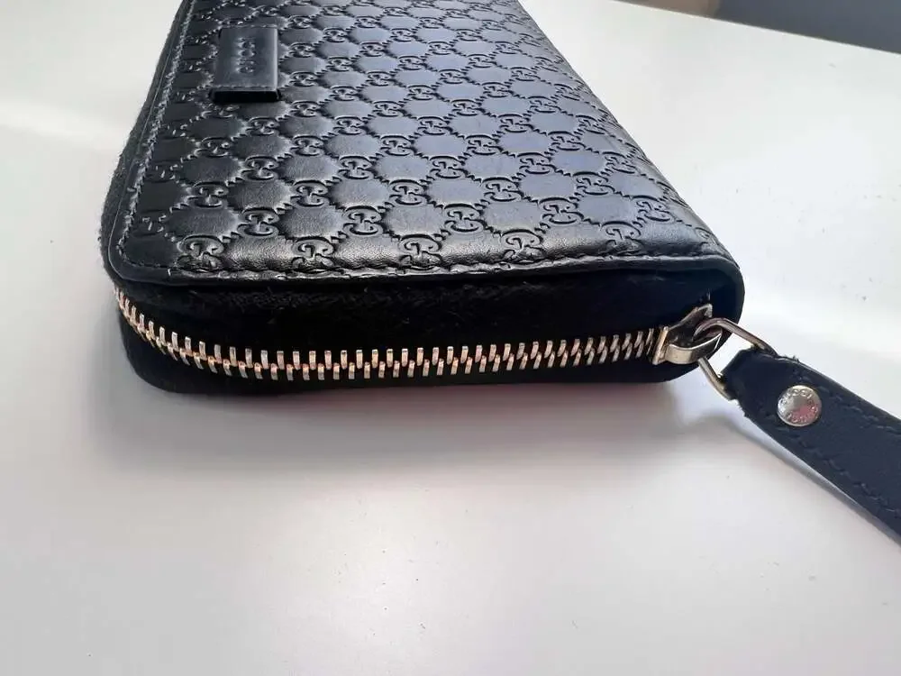 Gucci Black Micro Guccissima Leather Zip Around Wallet - Picture 11 of 13
